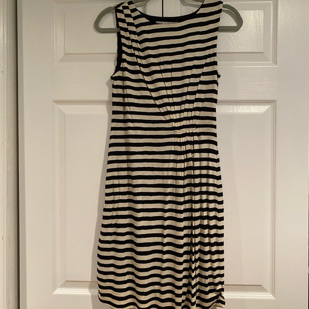NWT LOFT sleeveless beige and black striped dress